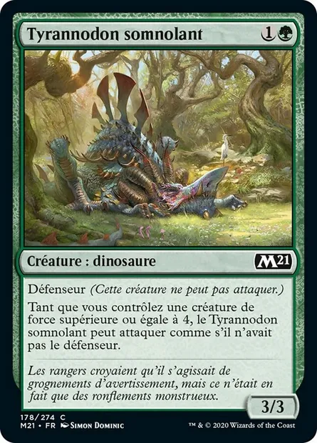 Tyrannodon somnolant, carte Magic M21 178 — extension Core Set 2021