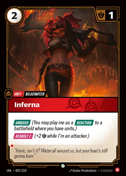 Inferna, carte Riftbound UNL 002 — extension Unleashed