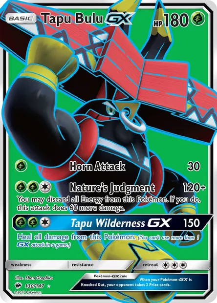 Tapu Bulu GX, Pokémon card BUS 130 — Burning Shadows set
