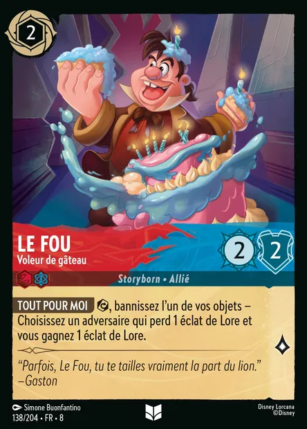 Le Fou - Voleur de gâteau, carte Disney Lorcana CH8-138 — extension Le Règne de Jafar