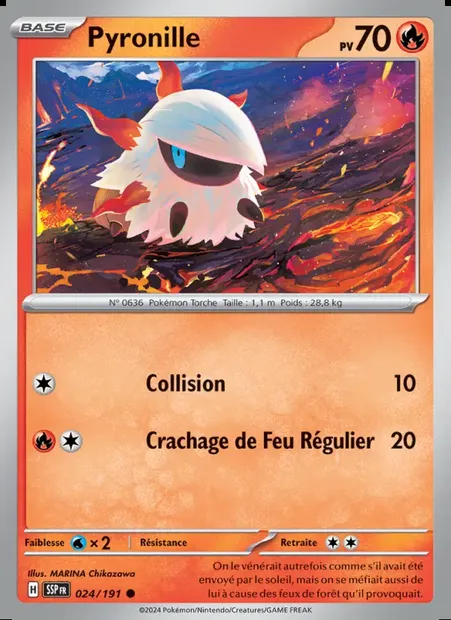 Pyronille, carte Pokémon SSP 024 — extension Étincelles Déferlantes