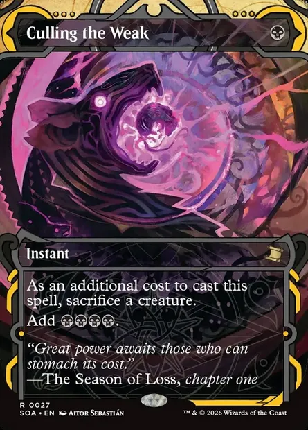Culling the Weak, Magic card SOA 27 — Secrets of Strixhaven Mystical Archive set