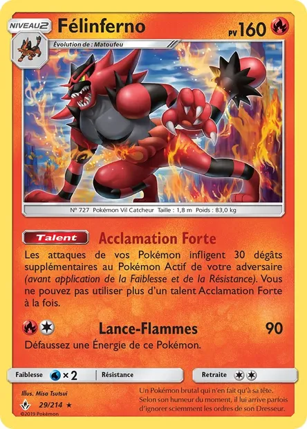 Félinferno, carte Pokémon UNB 29 — extension Alliance Infaillible