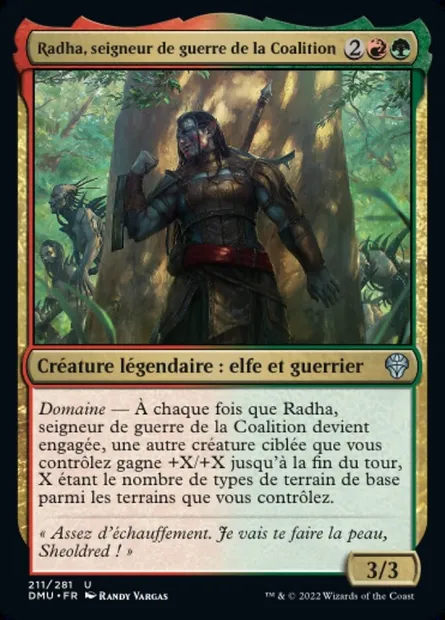 Radha, seigneur de guerre de la Coalition, carte Magic DMU 211 — extension Dominaria Uni