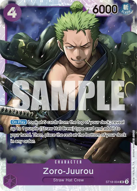 Zoro-Juurou, One Piece card ST18-004 — Purple Monkey.D.Luffy set