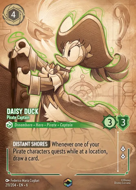 Daisy Duck - Pirate Captain, Disney Lorcana card CH6-211 — Azurite Sea set