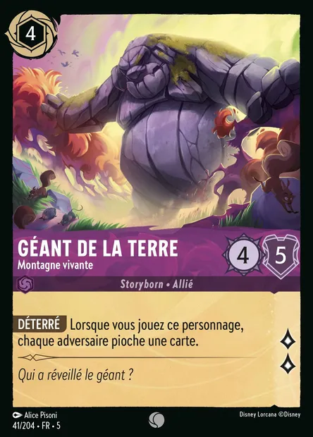 Géant de la Terre - Montagne vivante, carte Disney Lorcana CH5-041 — extension Ciel Scintillant