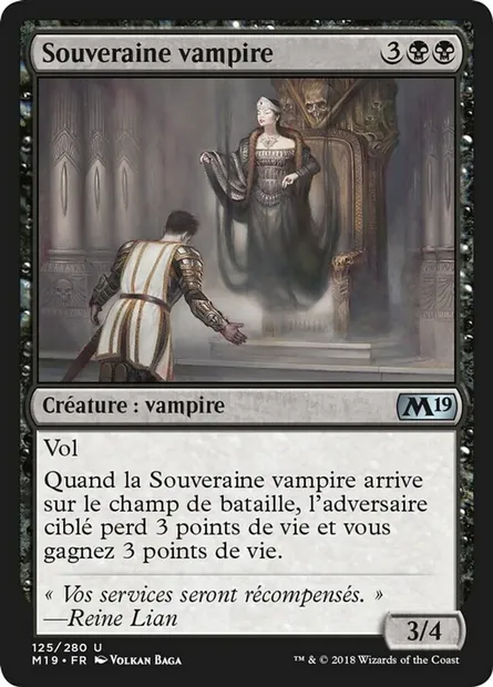 Souveraine vampire, carte Magic M19 125 — extension Core Set 2019
