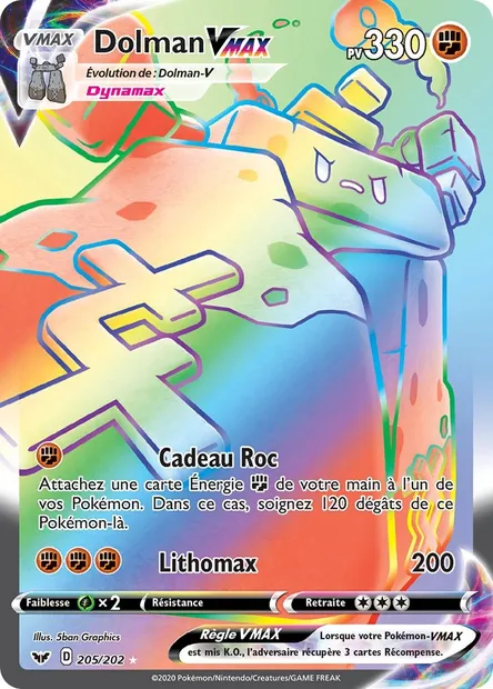 Dolman VMAX, carte Pokémon SSH 205 — extension Épée et Bouclier