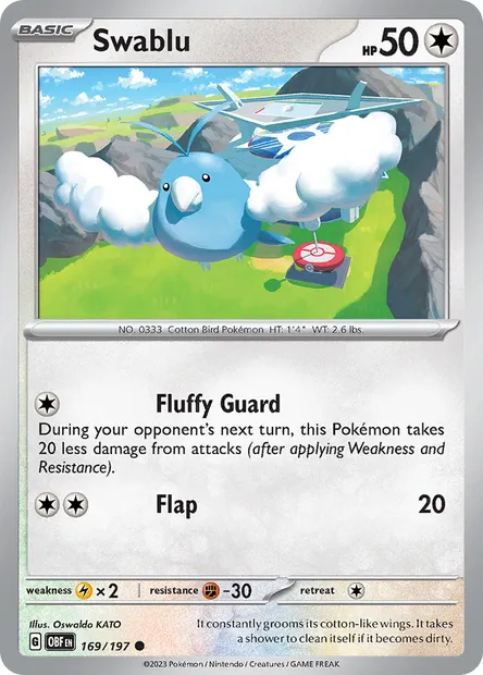 Swablu, Pokémon card OBF 169 — Obsidian Flames set