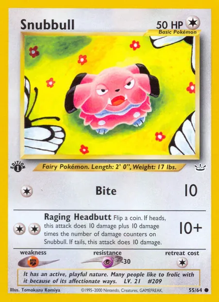 Snubbull, Pokémon card NR 55 — Neo Revelation set
