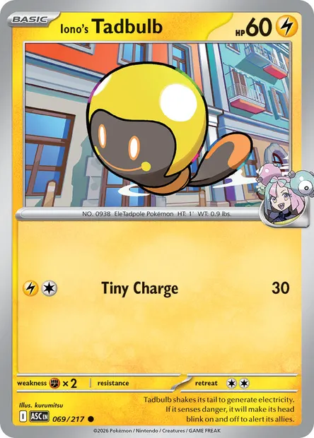 Iono's Tadbulb, Pokémon card ASC 069 — Ascended Heroes set