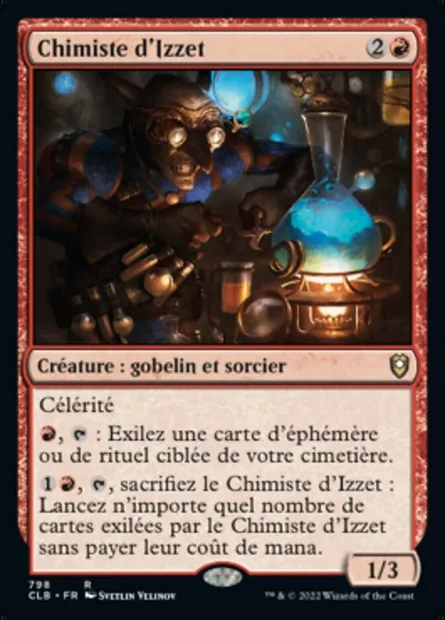 Chimiste d'Izzet, carte Magic CLB 798 — extension Commander Légendes : la bataille de la Porte de Baldur