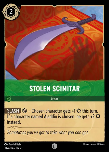 Stolen Scimitar, Disney Lorcana card CH1-102 — The First Chapter set