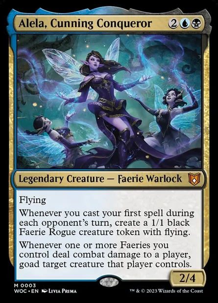 Alela, Cunning Conqueror, Magic card WOC 3 — Wilds of Eldraine Commander set