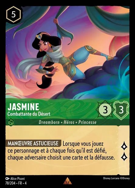 Jasmine - Combattante du Désert, carte Disney Lorcana CH4-078 — extension Le Retour d'Ursula