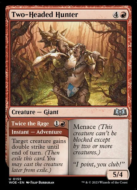 Two-Headed Hunter // Twice the Rage, Magic card WOE 155 — Wilds of Eldraine set