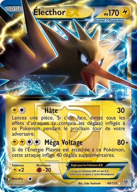 Électhor-EX, carte Pokémon PLS 48 — extension Tempète Plasma