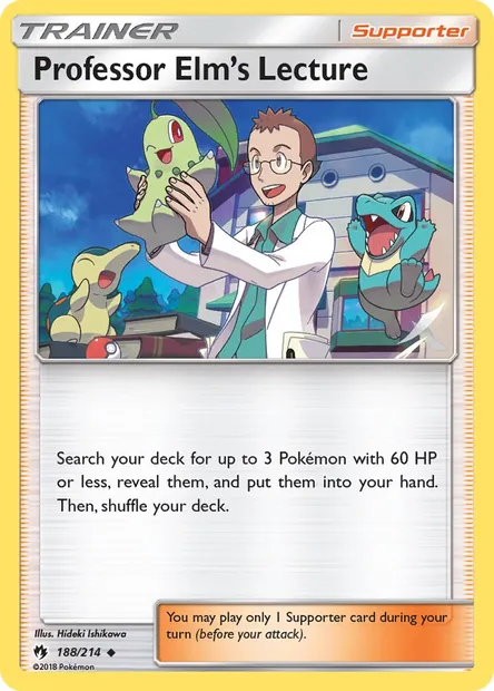 Professor Elm’s Lecture, Pokémon card LOT 188 — Lost Thunder set