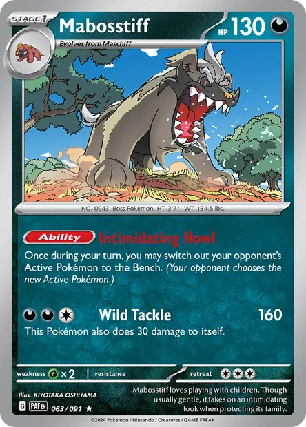 Mabosstiff, Pokémon card PAF 063 — Paldean Fates set