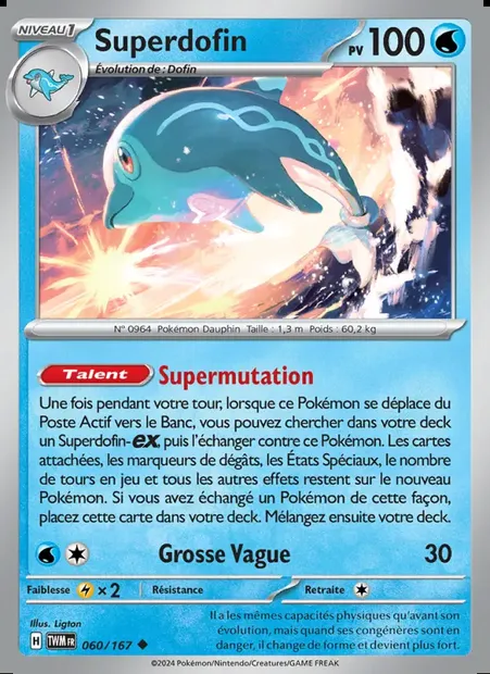 Superdofin, carte Pokémon TWM 060 — extension Mascarade Crépusculaire