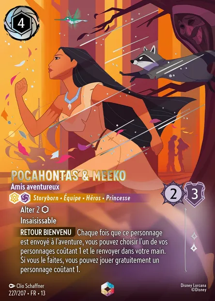 Pocahontas & Meeko - Amis aventureux, carte Disney Lorcana CH13-227 — extension Invasion Epineuse!
