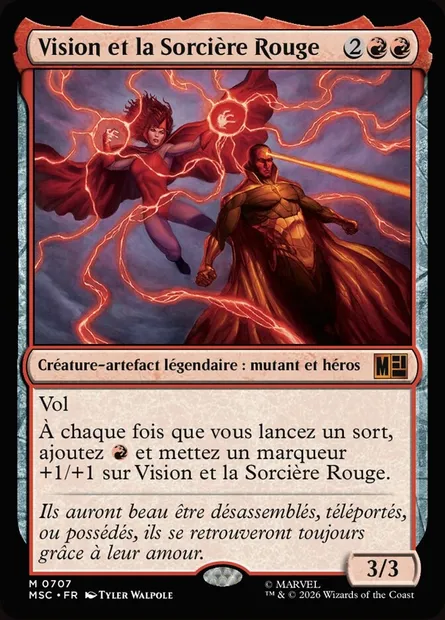 Vision et la Sorcière Rouge, carte Magic MSC 707 — extension Marvel Super Heroes Commander