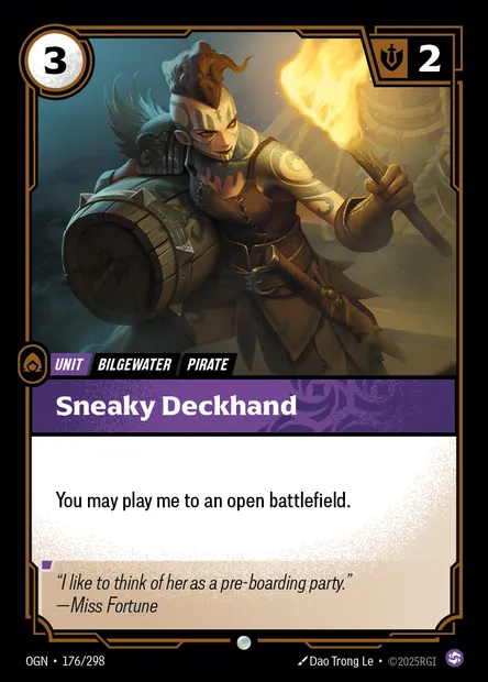 Sneaky Deckhand, carte Riftbound OGN 176 — extension Origins