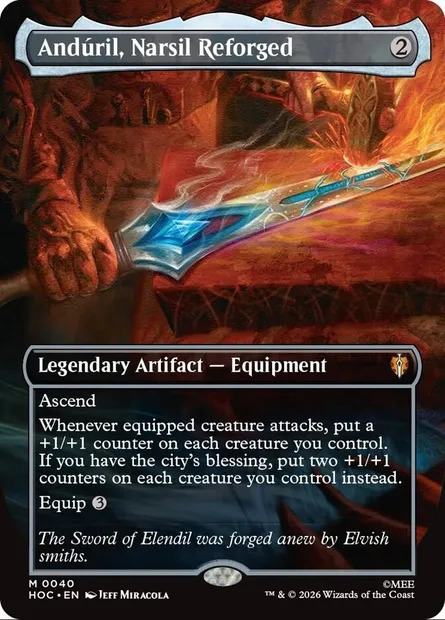 Andúril, Narsil Reforged, Magic card HOC 40 — The Hobbit Eternal set