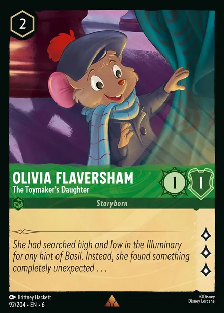 Olivia Flaversham - The Toymaker's Daughter, Disney Lorcana card CH6-092 — Azurite Sea set