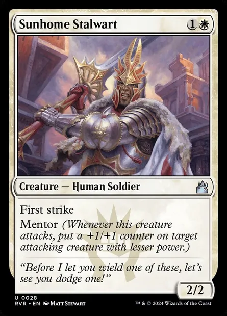Sunhome Stalwart, Magic card RVR 28 — Ravnica Remastered set