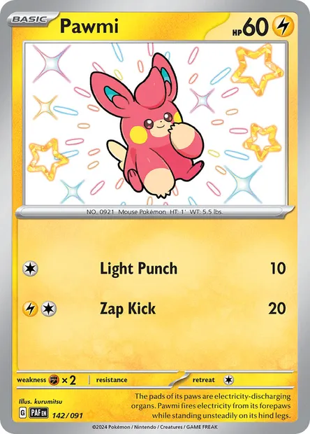Pawmi, Pokémon card PAF 142 — Paldean Fates set