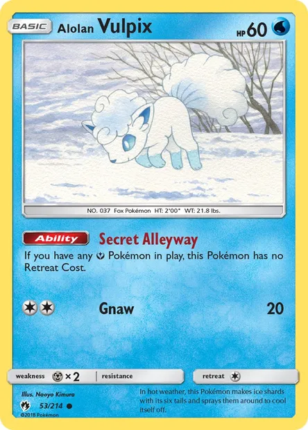 Alolan Vulpix, Pokémon card LOT 53 — Lost Thunder set