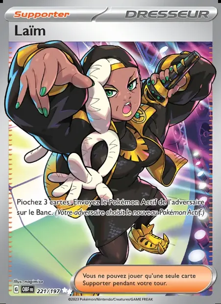 Laïm, carte Pokémon OBF 221 — extension Flammes Obsidiennes
