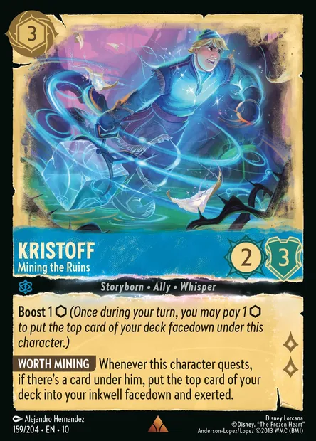 Kristoff - Mining the Ruins, Disney Lorcana card CH10-159 — Whispers in the Well set
