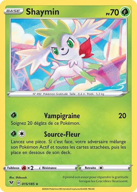 Shaymin, carte Pokémon VIV 15 — extension Voltage Éclatant