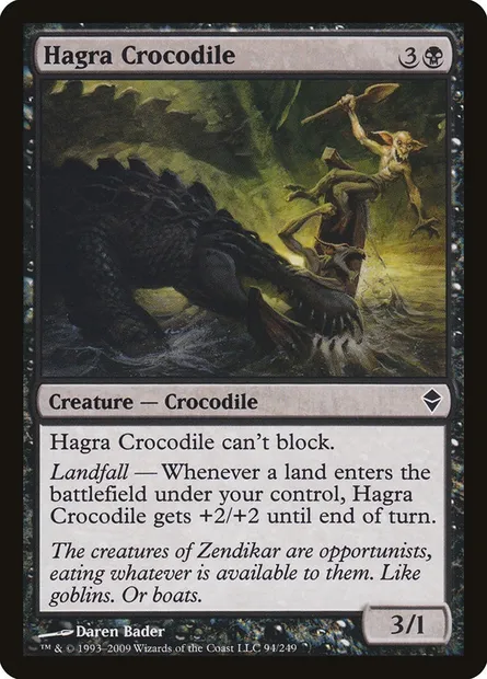 Hagra Crocodile, Magic card ZEN 94 — Zendikar set