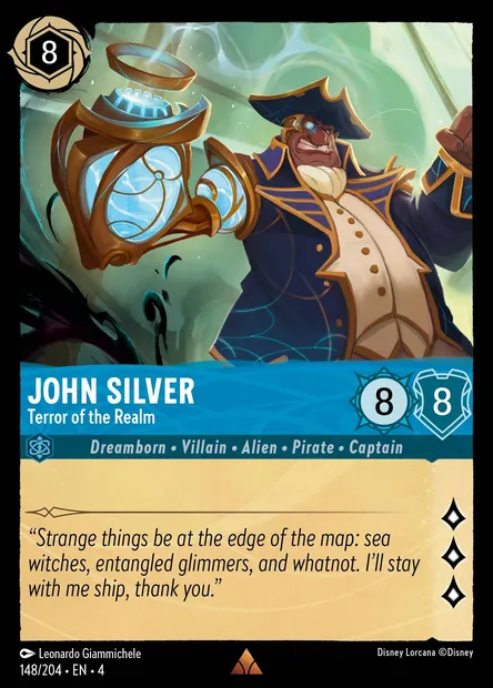 John Silver - Terror of the Realm, Disney Lorcana card CH4-148 — Ursula's Return set