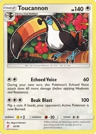 Bazoucan, carte Pokémon TK10L 022 — extension Sun & Moon Trainer Kit: Lycanroc & Alolan Raichu (Lycanroc)