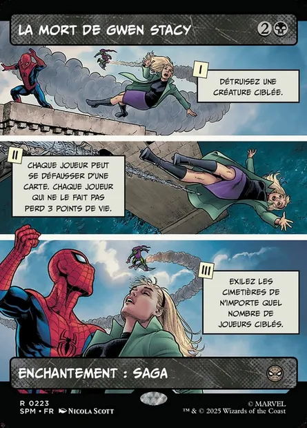 La mort de Gwen Stacy, carte Magic SPM 223 — extension Marvel's Spider-Man
