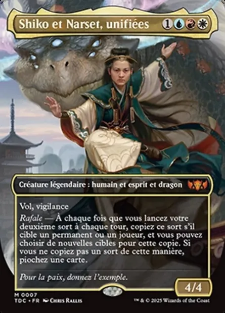 Shiko et Narset, unifiées, carte Magic TDC 7 — extension Tarkir: Dragonstorm Commander