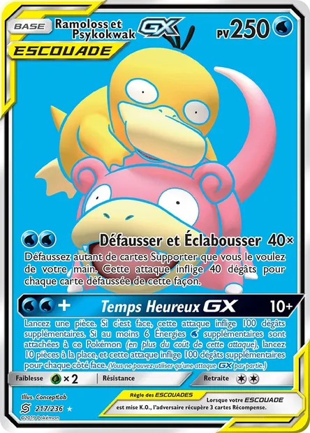Ramoloss et Psykokwak GX, carte Pokémon UNM 217 — extension Harmonie des Esprits