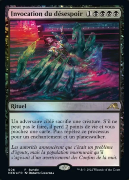 Invocation du désespoir, carte Magic NEO 506 — extension Kamigawa: La Dynastie Néon