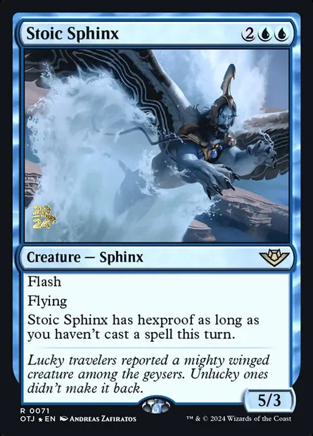 Sphinx stoïque, carte Magic POTJ 71s — extension Outlaws of Thunder Junction Promos