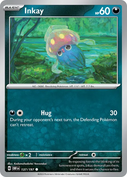 Inkay, Pokémon card OBF 137 — Obsidian Flames set
