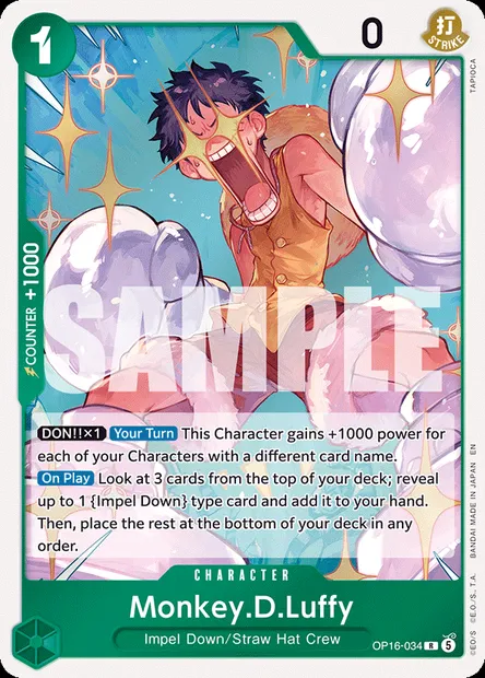Monkey.D.Luffy, One Piece card OP16-034 — THE TIME OF BATTLE set