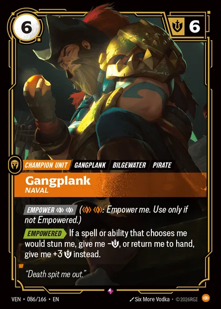 Gangplank, carte Riftbound VEN 086 — extension Vendetta