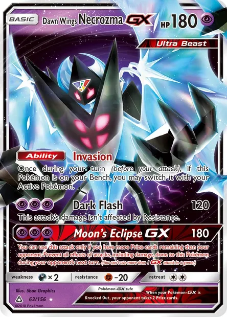 Dawn Wings Necrozma GX, Pokémon card UPR 63 — Ultra Prism set