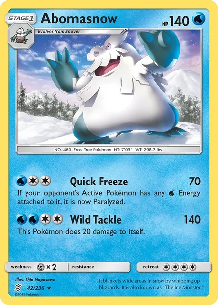 Abomasnow, Pokémon card UNM 42 — Unified Minds set