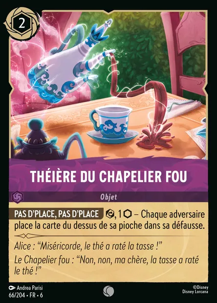 Théière du Chapelier Fou, carte Disney Lorcana CH6-066 — extension La Mer Azurite